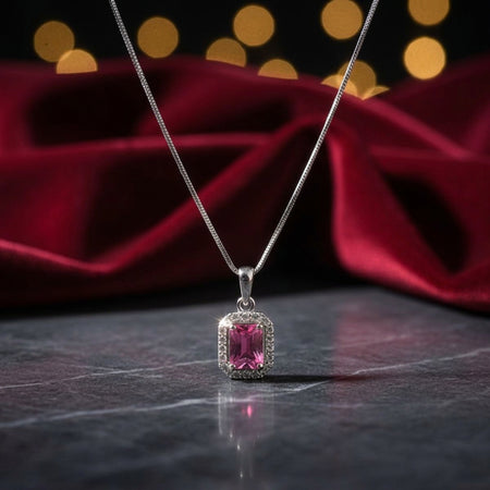 Elegance Radiant Pink Sapphire Necklace