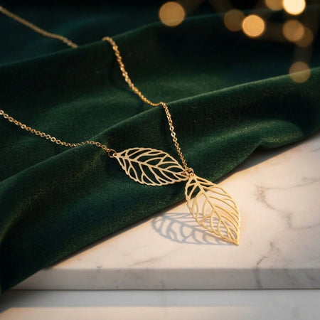 Elegance Double Leaf Golden Necklace