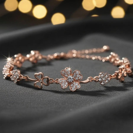 Elegance Rose Golden Floral Bracelet
