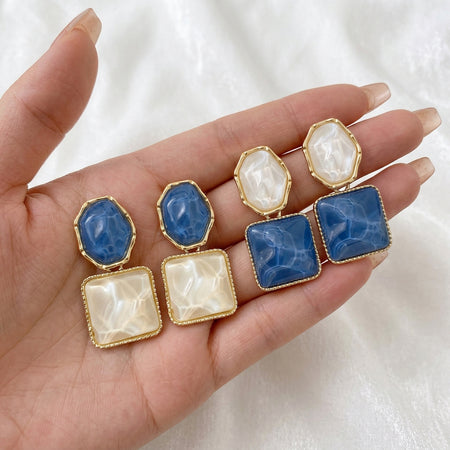 Elegance Blue with White korean Earrings