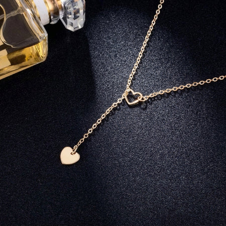 Elegance Heart drop down Golden Necklace