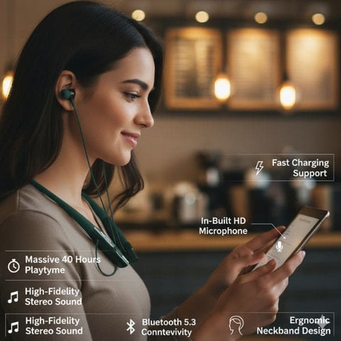 Ubon Fitness Pro Cl-3830 Black In the Ear Upto 40 Hours Wireless Neckband