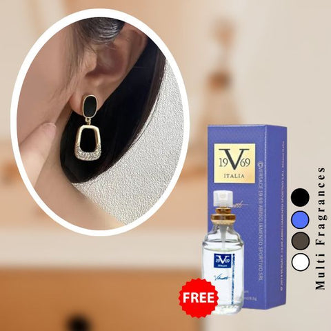 Stylish Korean Rhinestone Drop Earrings for Women, Gold Tone ( Free 1 Versace )