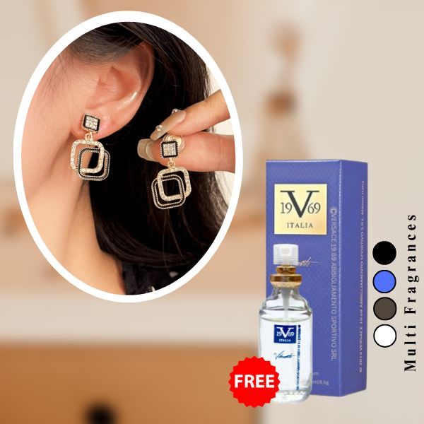 Diamond Delight Square Earrings for Fashion-Women & Girls ( Free 1 Versace )