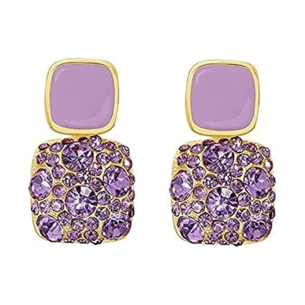 Purple Drop Earrings for Women Teens Gold Earring Pierced Post Stud Earrings