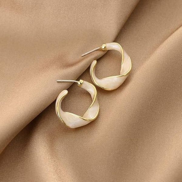 Trendy Western Stylish Princess White Hoop Earrings