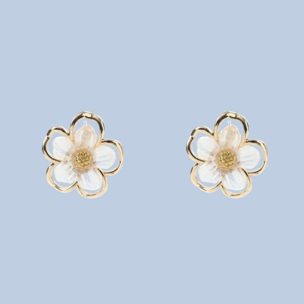 Gold-Plated Floral Shaped Studs Earrings