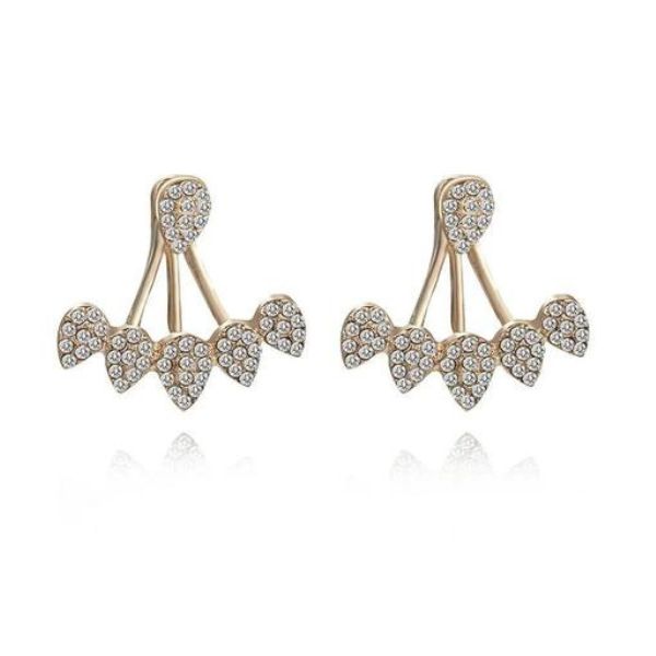 Dazzling Rhinestone Water Drop Gold Plated Earring Studs for Womens & Girls