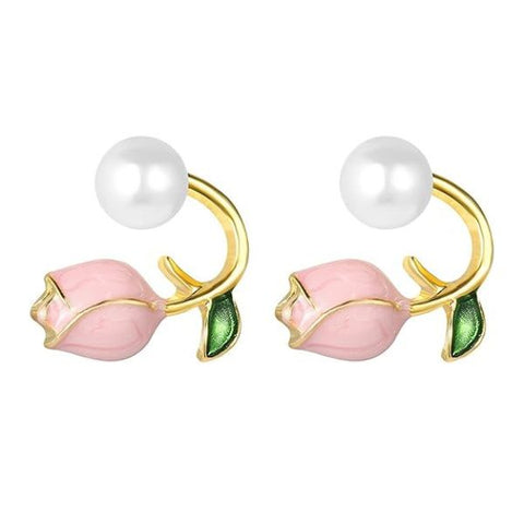 Korean Earrings for Women and Girls Gold Plated Pearl Earrings Beads