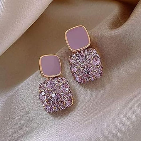 Purple Drop Earrings for Women Teens Gold Earring Pierced Post Stud Earrings