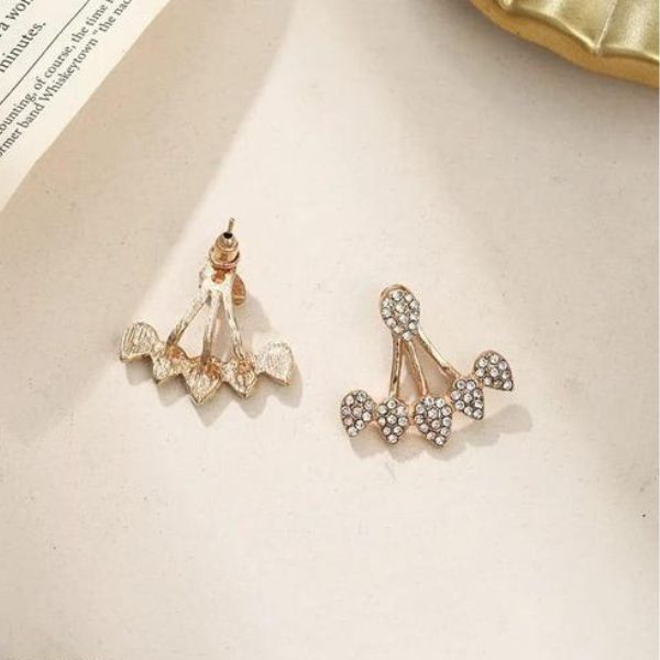 Dazzling Rhinestone Water Drop Gold Plated Earring Studs for Womens & Girls