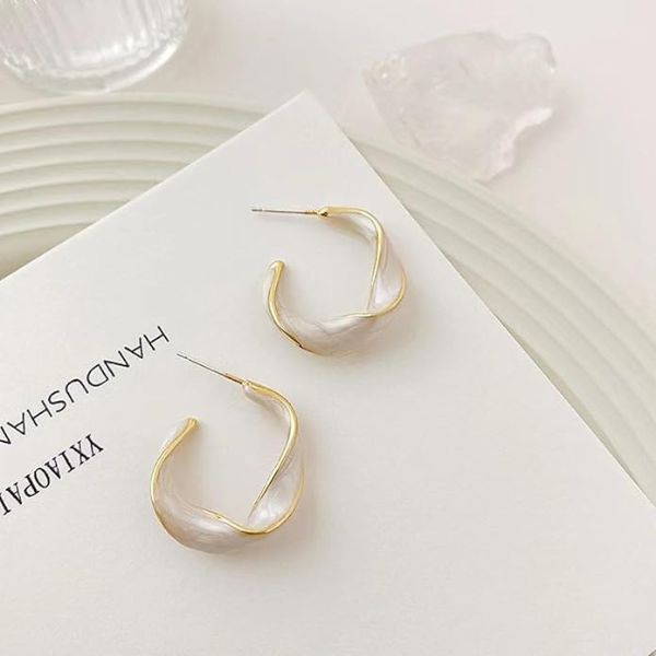 Trendy Western Stylish Princess White Hoop Earrings