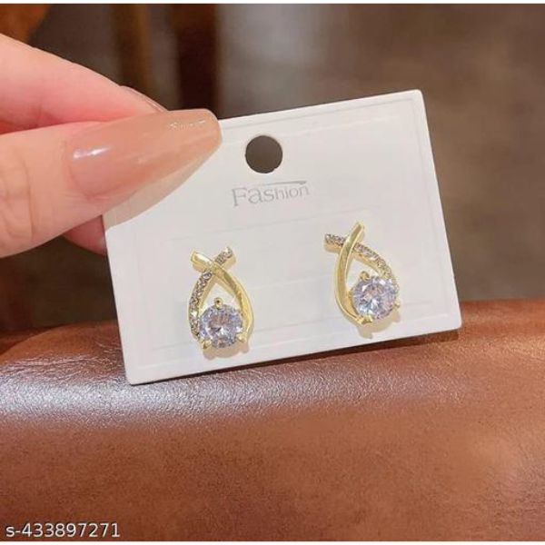 Trendy korean American Diamond Stone Beautiful Stud Earrings