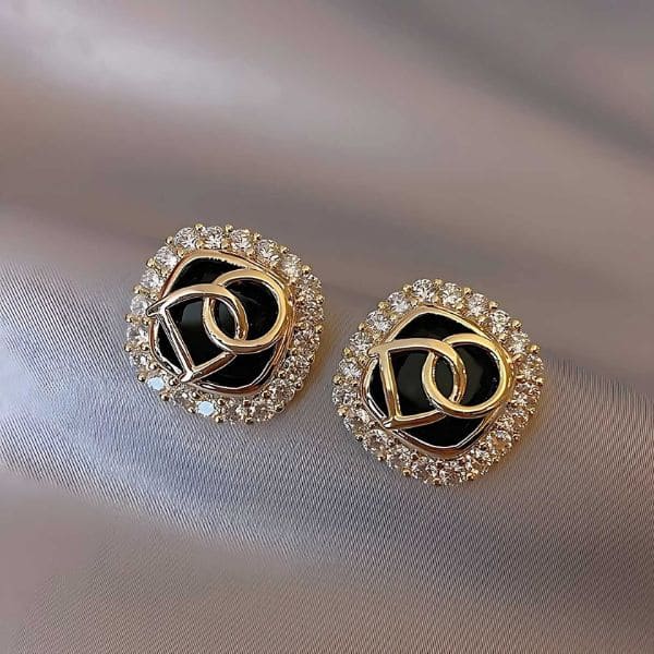 Alloy Golden Gold plated with cubic zirconia classic stud