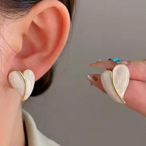 Leaf Style Oil Painted Studs Earrings Korean Earrings For Women and Girls