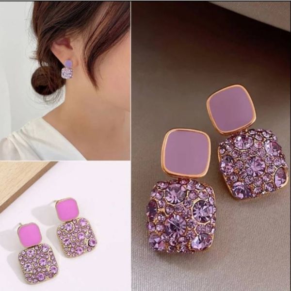 Purple Drop Earrings for Women Teens Gold Earring Pierced Post Stud Earrings