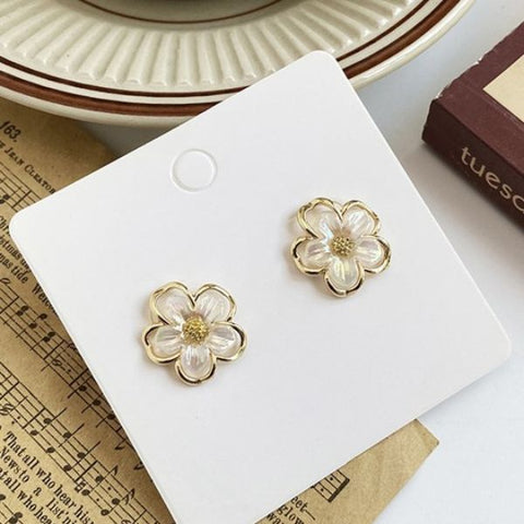 Gold-Plated Floral Shaped Studs Earrings