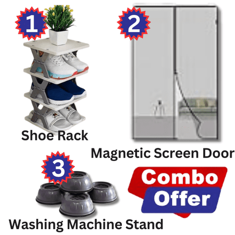 Combo :: Magnetic Screen Door + 4 Layer Shoe Rack + Washing Machine Stand (Free Mini mop) - My Store