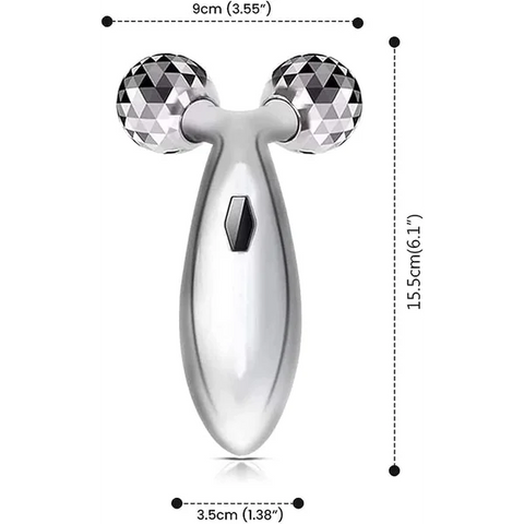 Professional 3D Manual Roller Face Massager Excellent 3D Face Massager 360 Rotate Machine for Women 2 Wheel Full Body Shaping Skin Lifting Silver Pack of 2