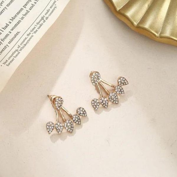 Dazzling Rhinestone Water Drop Gold Plated Earring Studs for Womens & Girls