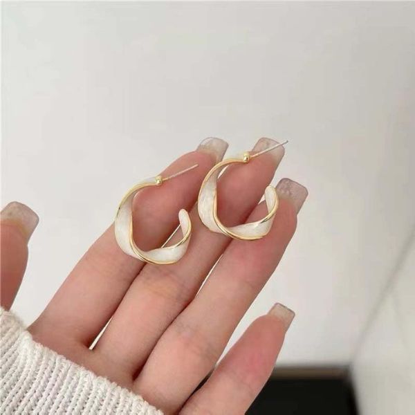 Trendy Western Stylish Princess White Hoop Earrings