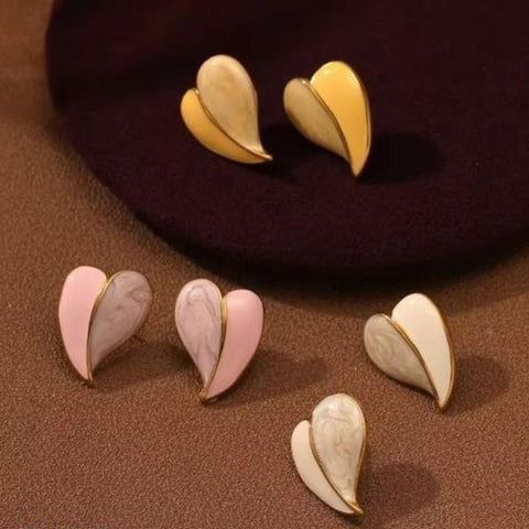 Leaf Style Oil Painted Studs Earrings Korean Earrings For Women and Girls