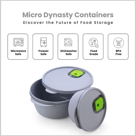 Micro Dynasty Containers With Air Vent Lid ( 1 Big & 1 Small )