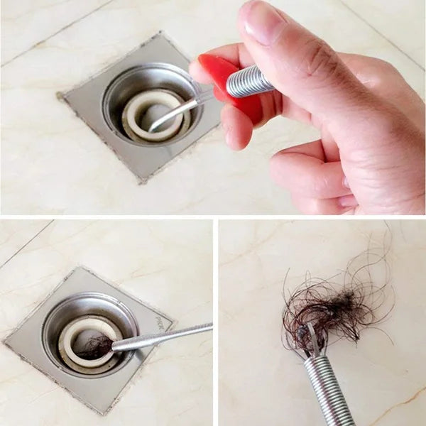 FIZLOZ  Wire Brush Hand Kitchen Sink Cleaning Hook Sewer Dredging Device Spring Pipe Hair Dredging Tool