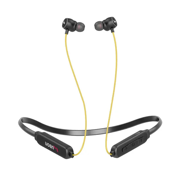 UBON CL-351 Bluetooth Earphones, Wireless Neckband with Upto 15 Hours Playtime, Magnetic Earbuds, 10mm Drivers, Hi-Fi Music & Bass, Ergonomic Design, Bluetooth V5.0 Headphones (Black & Yellow).(CL-351)