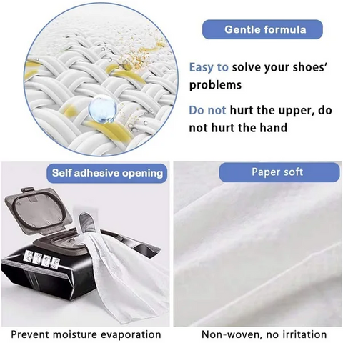 Quick Shoe Wipes Cleaner (1 Pack of 80 Pcs), Quickly Remove Dirt