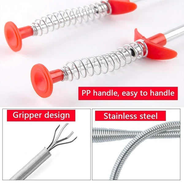 FIZLOZ  Wire Brush Hand Kitchen Sink Cleaning Hook Sewer Dredging Device Spring Pipe Hair Dredging Tool