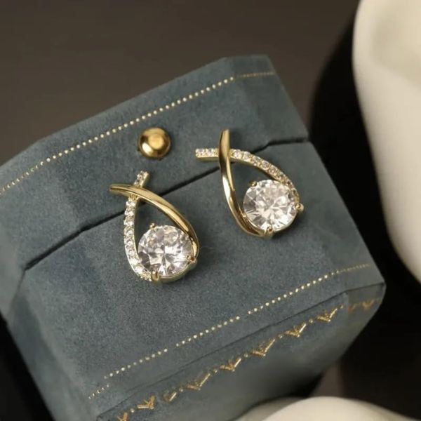 Korean Style Gold Pearl Stud Hoop Earrings