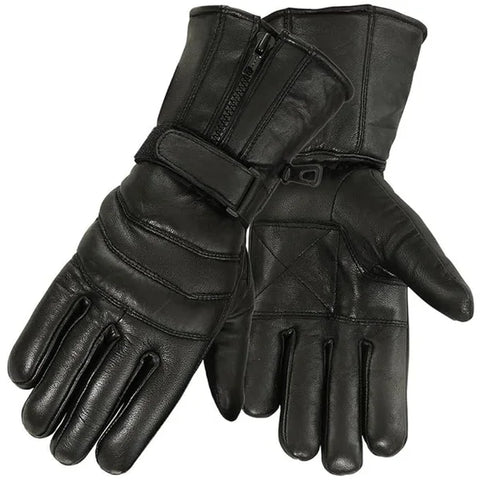 Winter Hand Leather Gloves Free Size Riding Gloves (Black)