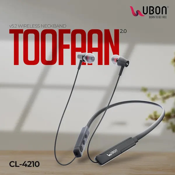 UBON CL-4210 Neckband Bluetooth v5.2 Wireless Earbuds w/Mic in-Ear Magnetic Earphones Sweatproof Deep Bass Headset for Calling