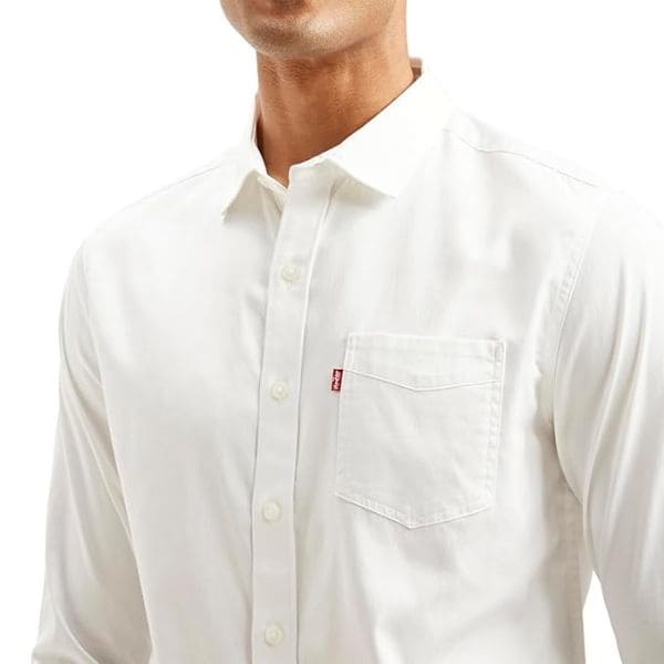 Levies Men’s Solid White Slim Fit Cotton Shirt