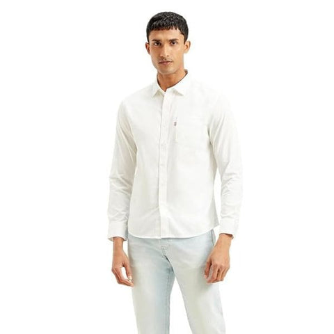 Levies Men’s Solid White Slim Fit Cotton Shirt
