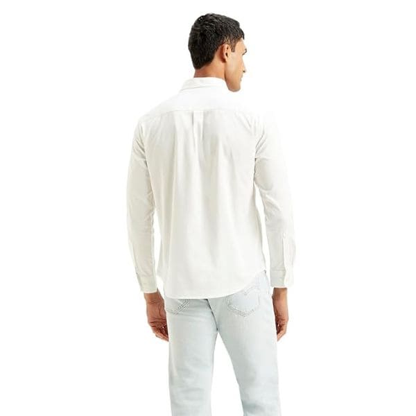 Levies Men’s Solid White Slim Fit Cotton Shirt