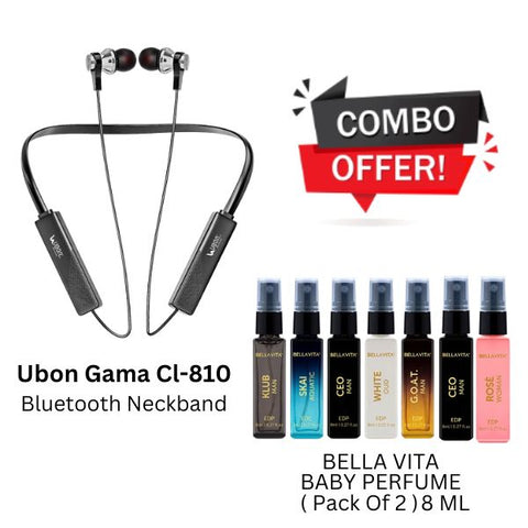 Combo :- UBON Gama CL-810 Bluetooth Neckband + Bella Vita Baby Perfume ( Perfume Pack Of 7 )