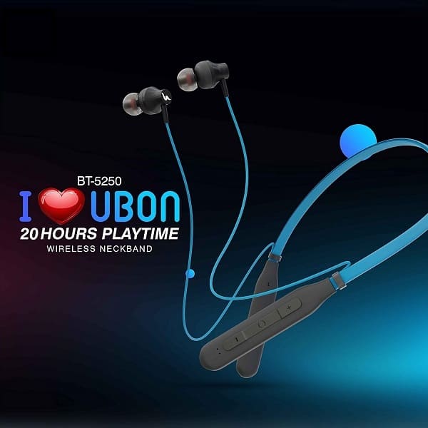 Ubon Wireless 5.0 Neckband Earphone BT-5250 15 Hours Backup Bluetooth