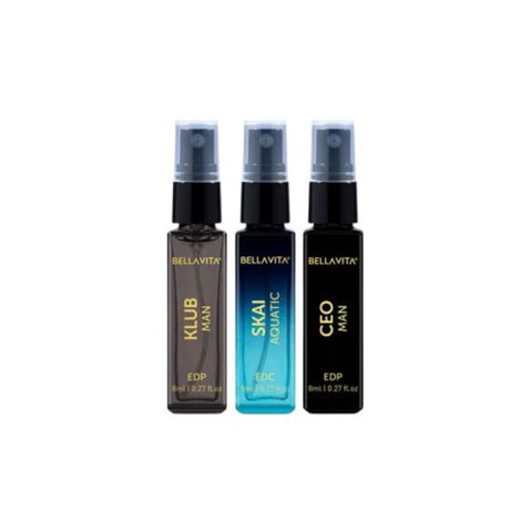 Bella Vita KLUB MAN, SKAI AQUATIC, CEO MAN, Luxury Pocket Aerosol Perfumes ( Pack Of 3 )