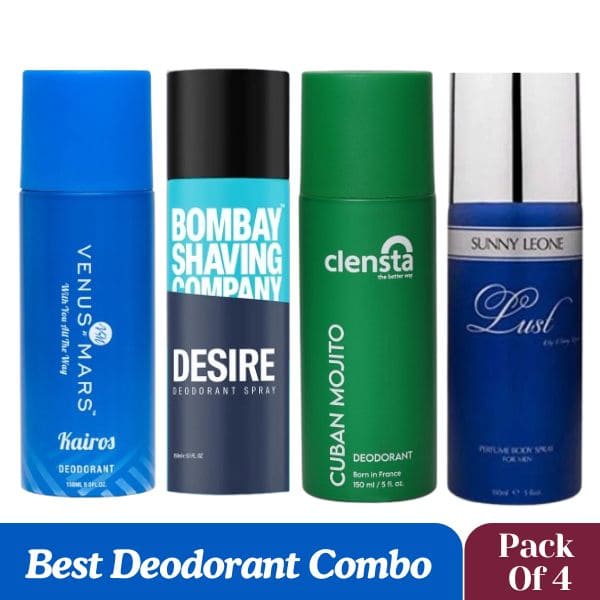 Best Deodorant Combo : - Venus Mars  + Clensta + Bombay + Sunny Leone (Pack Of 4)