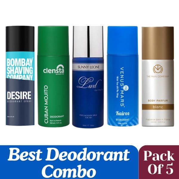 Best Deodorant Combo: Bombay shaving +Clensta + Sunny Leone Lust +Venus Mars +The Man Company (Pack of 5)