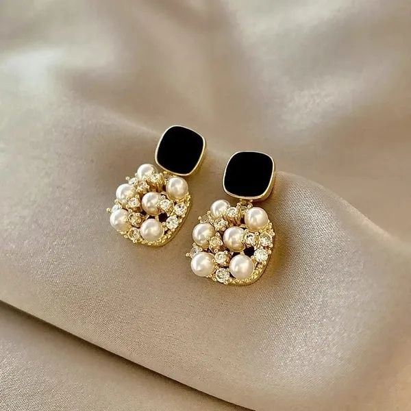 Korean Fashion latest Gold Plated Shining Zirconia Stone Work Studs Earrings