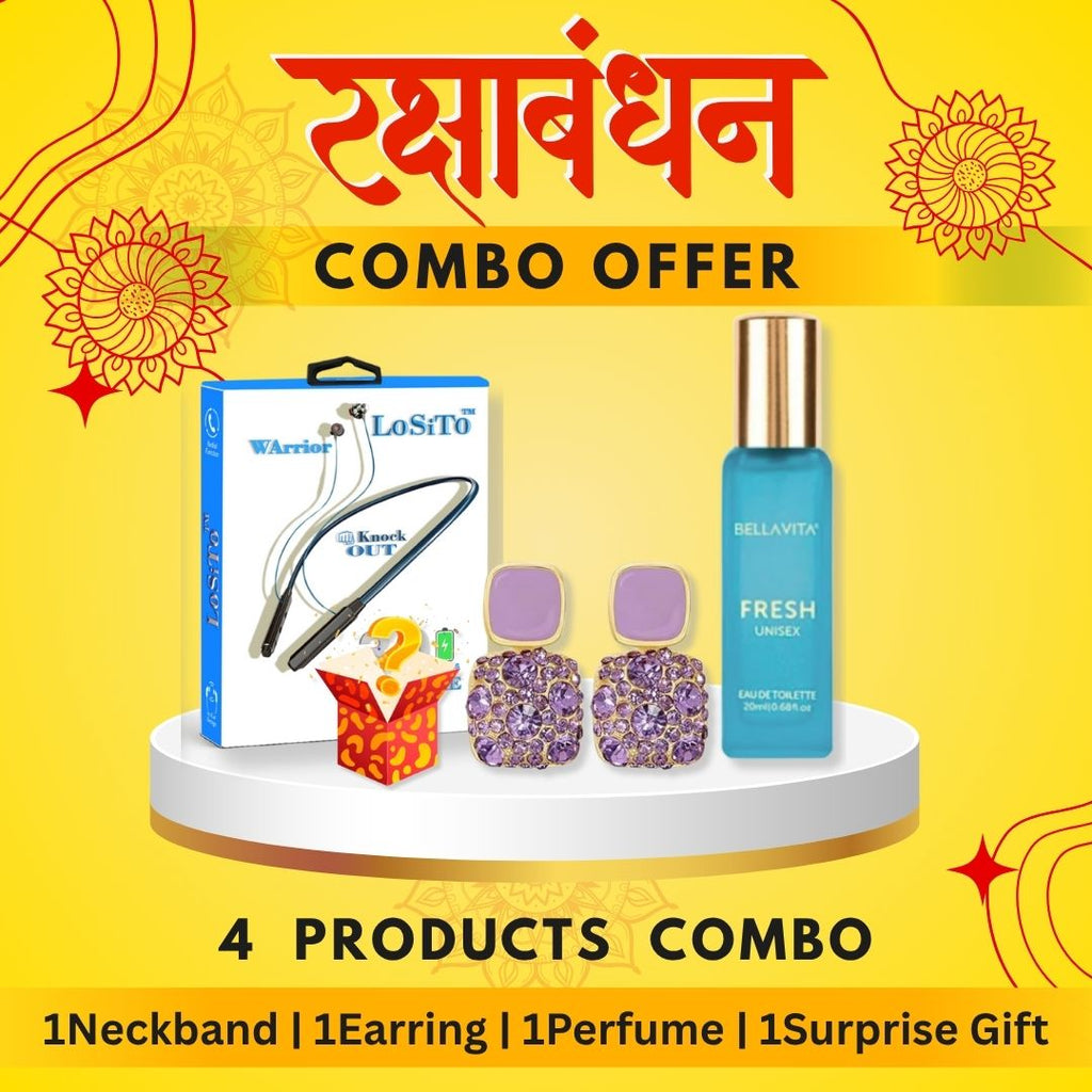 Rakhi Gift Surprise Combo: Neckband | Earrings | Perfume | Surprise Gifts