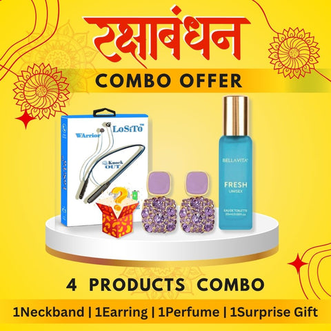Rakhi Gift Surprise Combo: Neckband | Earrings | Perfume | Surprise Gifts