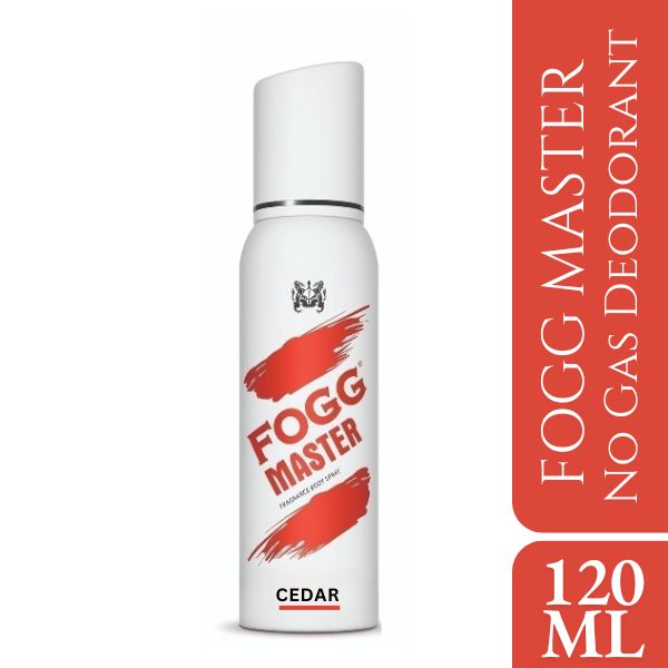 Fogg Master Cedar No Gas Deodorant for Men, Long-Lasting Perfume Body Spray, 120 ml