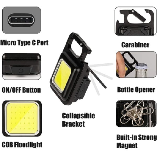 COB Rechargeable Torches & Portable Keychain Flashlight - My Store