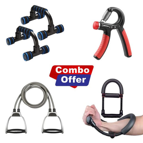 Combo :: wrist Exercise + Hand Grip + Home Exercise Push UP Bar + Toning Tube - My Store