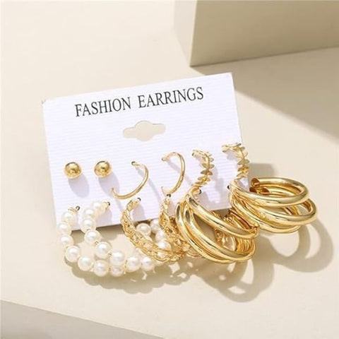 Gold Plated Hoops Earrings Combo For Women & Girls