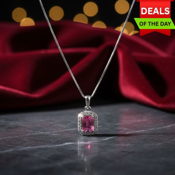 Radiant Pink Sapphire Pendant Necklace – Luxury Silver Chain Jewellery